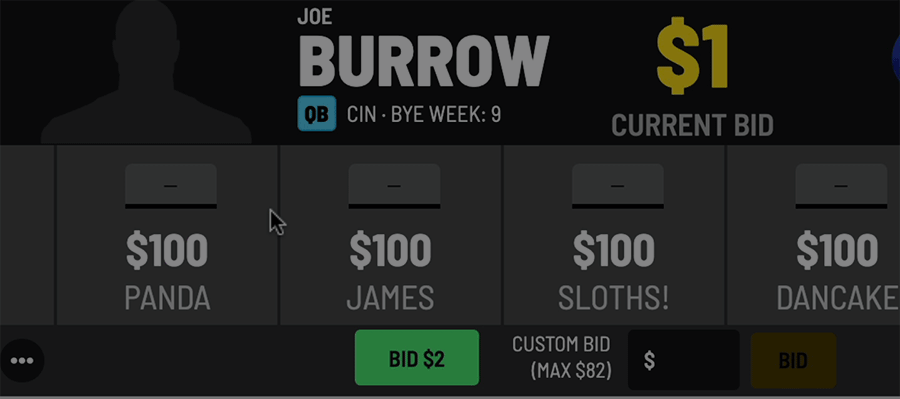 Online Fantasy Football Auction Drafts with